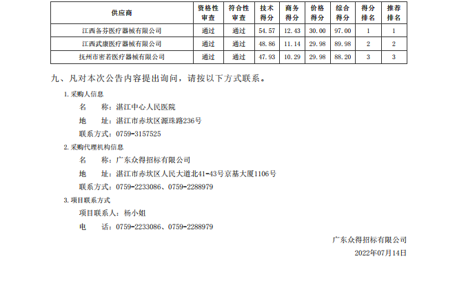 湛江中心人民醫(yī)院醫(yī)療設備采購項目【項目編號：ZDZJ22-Z18021】包2結果公告(圖2)